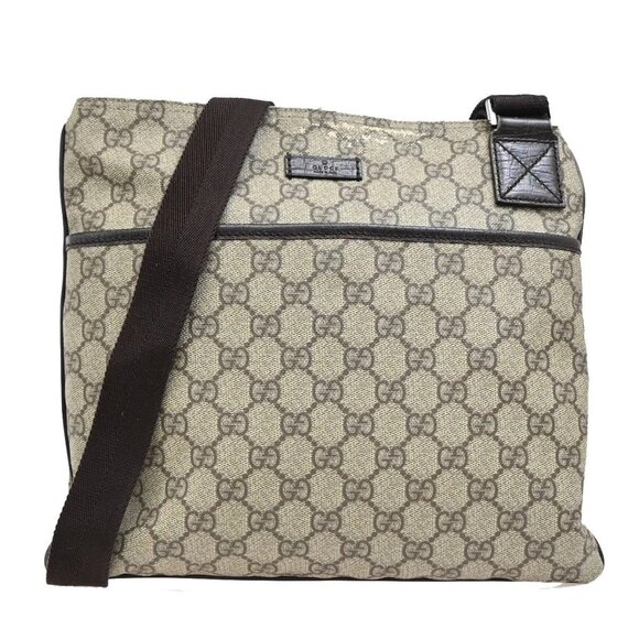 GUCCI Logo GG Pattern Crossbody Shoulder Bag PVC Leather Brown Italy 67EE758 - Picture 1 of 16